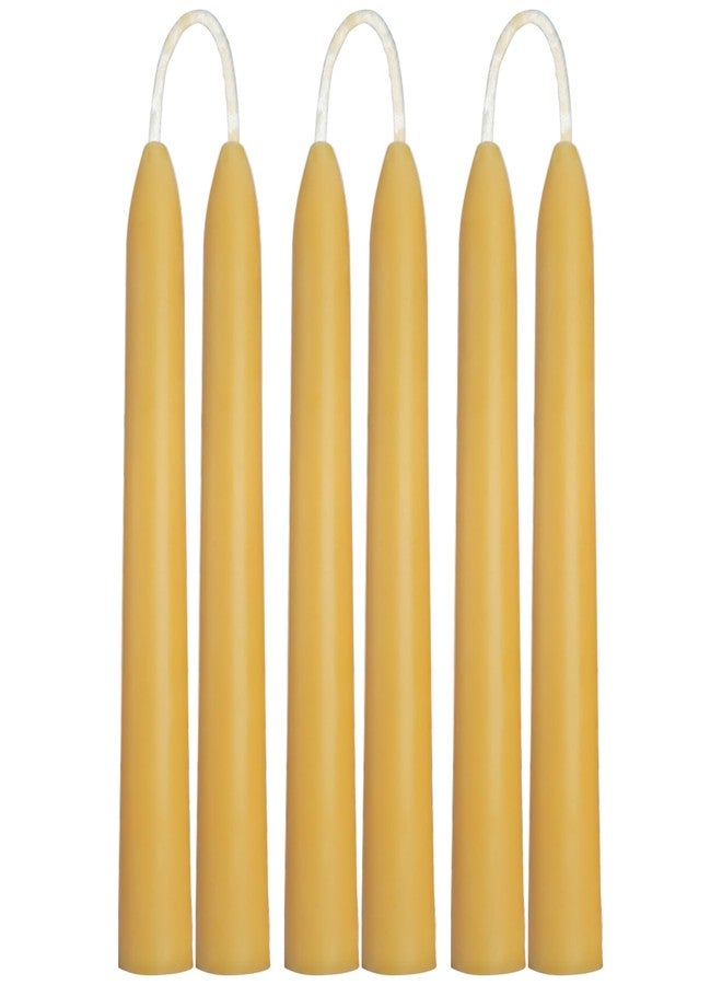 Viyffo 8 Inch Pure Beeswax Taper Candles, 6 Pack Handcrafted Dripless & Smokeless Long Burning Unscented Candles, 8 Hour Burn for Dinner, Wedding, Home, Prayer Decor - Image 1